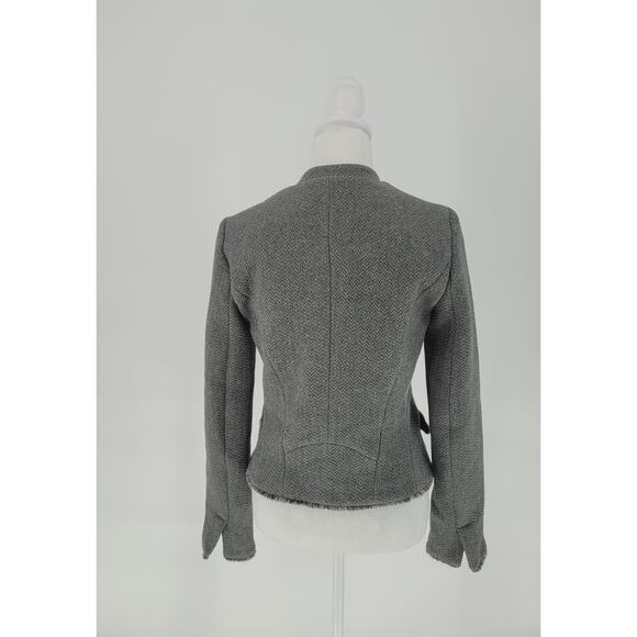 ZARA Trafaluc Outerwear Womens Gray Wool Blend Moto Biker Cropped Jacket Size M - Picture 6 of 8